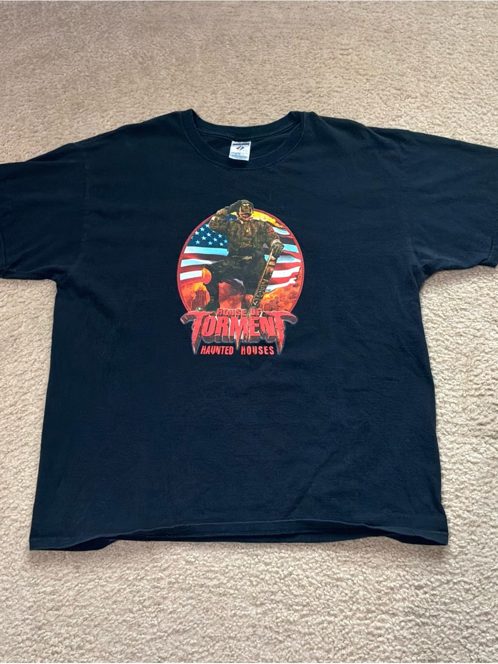 Jerzees Black Short-Sleeve Haunted Houses 'Torment' Graphic Tee